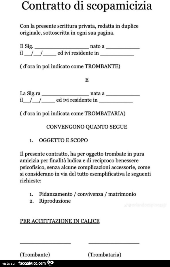 Contratto Di Scopamicizia Con La Presente Scrittura Privata Redatta In