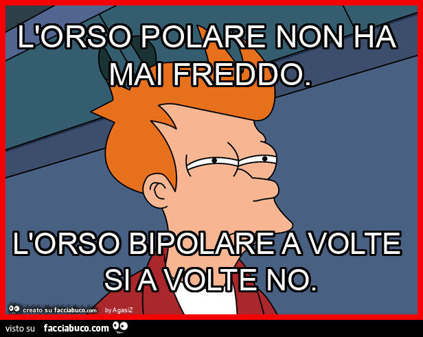 L'orso polare non ha mai freddo. L'orso bipolare a volte si a volte no