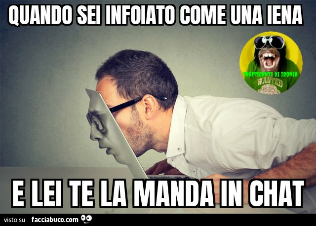 Quando sei infoiato come una iena e lei te la manda in chat