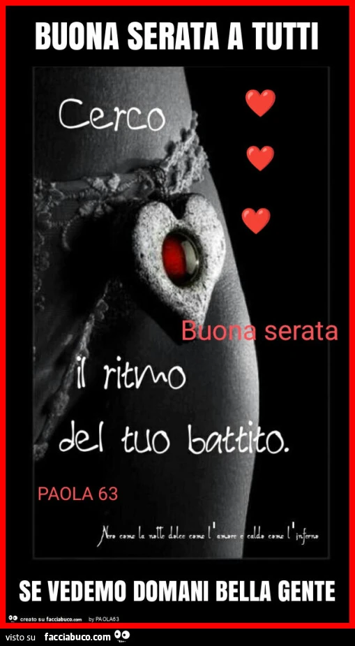 Buona serata a tutti se vedemo domani bella gente