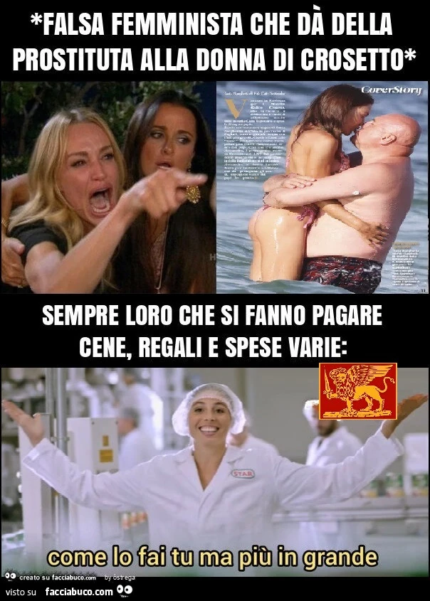 *falsa femminista che dà della prostituta alla donna di crosetto*