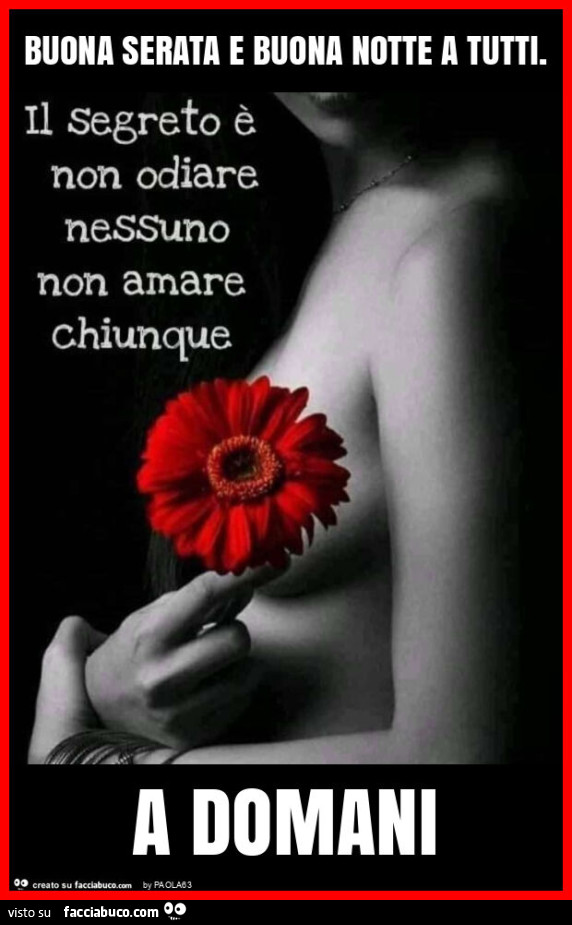 Buona serata e buona notte a tutti. A domani