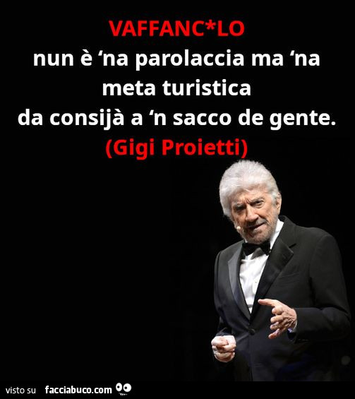 Vaffanculo nun è 'na parolaccia ma 'na meta turistica da consijà a 'n sacco de gente. Gigi Proietti