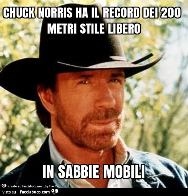 Chuck norris ha il record dei 200 metri stile libero in sabbie mobili