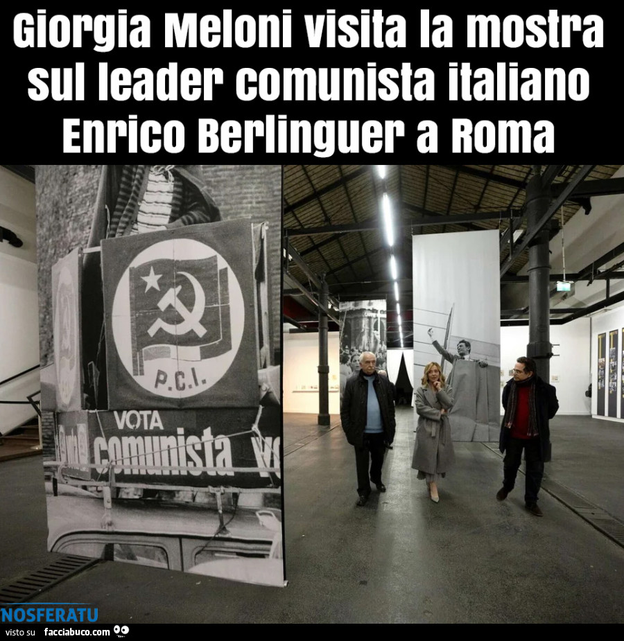 Giorgia Meloni visita la mostra sul leader comunista italiano Enrico Berlinguer a Roma