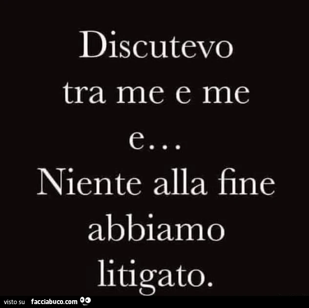 Discutevo tra me e me e… niente alla fine abbiamo litigato