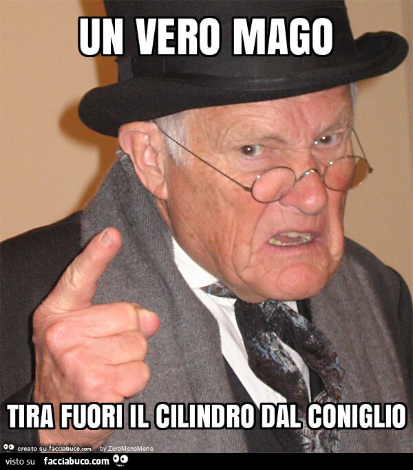 Un vero mago tira fuori il cilindro dal coniglio