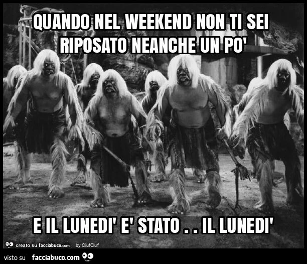 Quando nel weekend non ti sei riposato neanche un po' e il lunedรฌ รจ stato. Il lunedรฌ