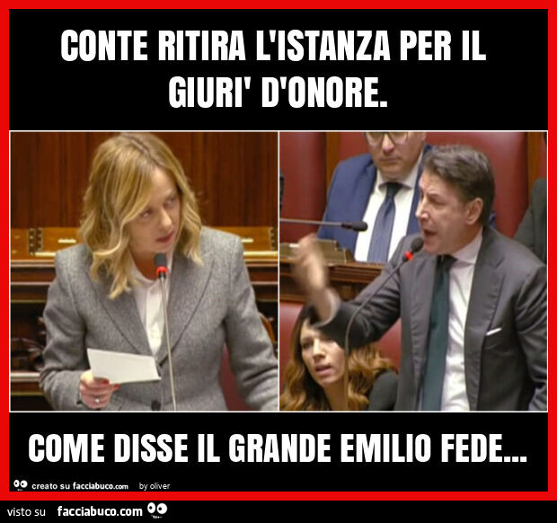 Conte ritira l'istanza per il giurì d'onore. Come disse il grande emilio fede