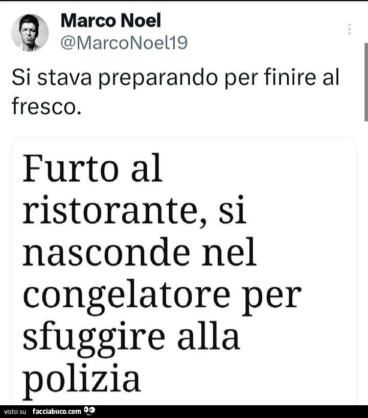 Si stava preparando per finire al fresco. Furto al ristorante, si nasconde nel congelatore per sfuggire alla polizia