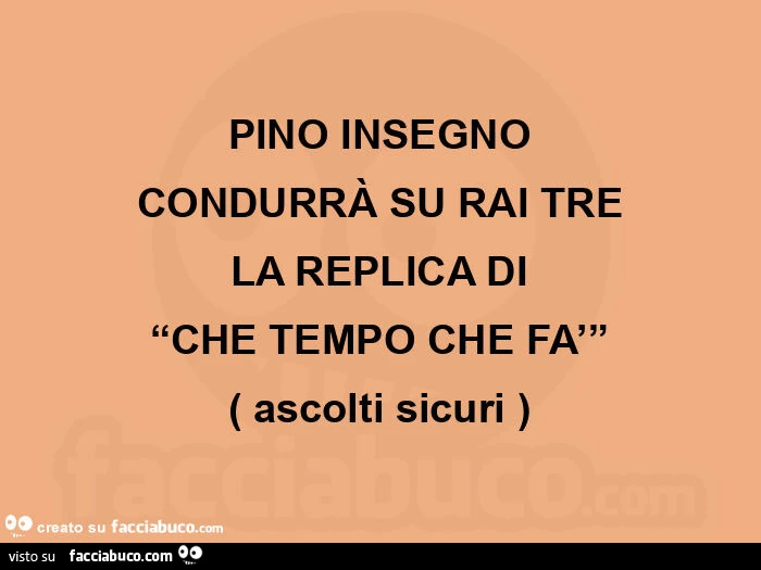 Pino insegno condurrà su rai tre la replica di “che tempo che fa'” ( ascolti sicuri )