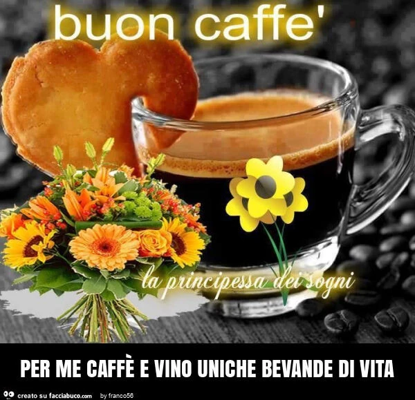 Per me caffè e vino uniche bevande di vita