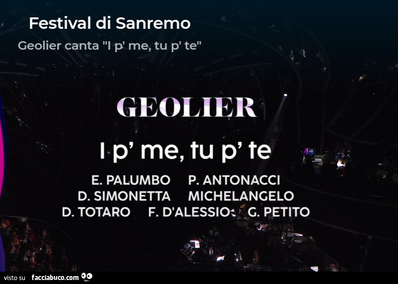 Festival di Sanremo: Geolier canta l p' me, tu p' te