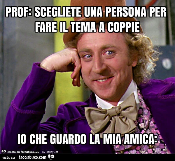 Prof: scegliete una persona per fare il tema a coppie io che guardo la mia amica