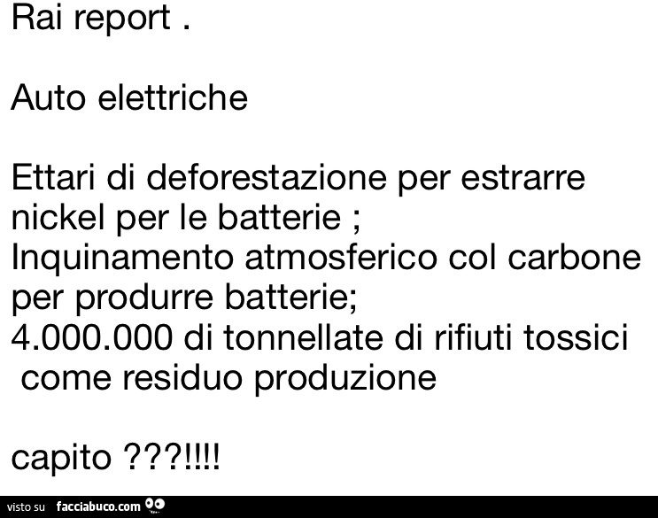 Rai report. Auto elettriche ettari di deforestazione per estrarre nickel per le batterie