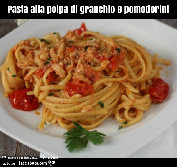 Pasta alla polpa di granchio e pomodorini