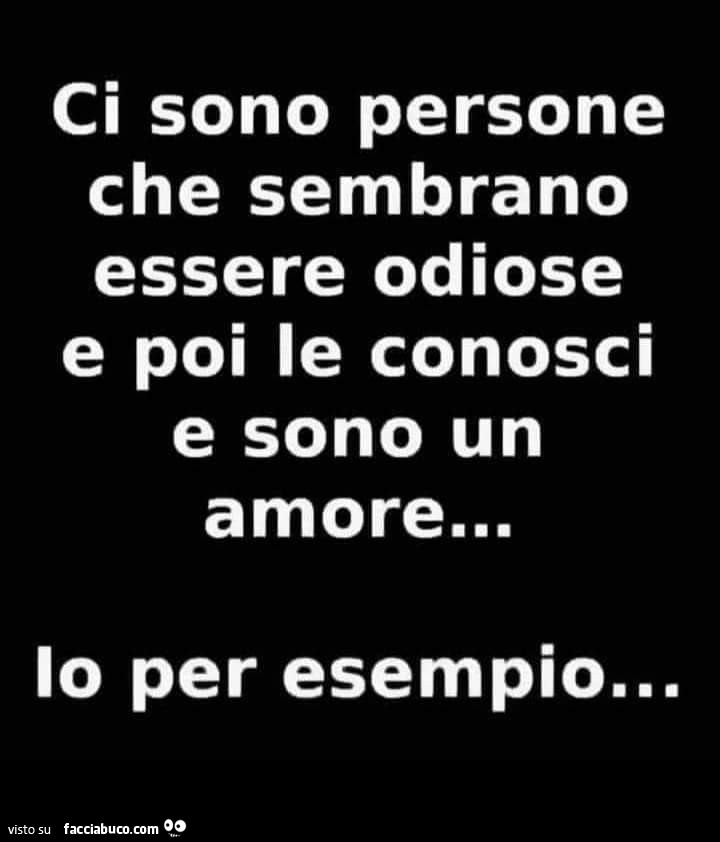 Ci sono persone che sembrano essere odiose e poi le conosci e sono un amore… io per esempio