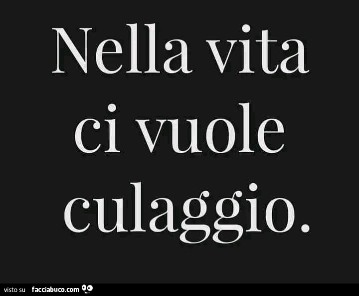 Nella vita ci vuole culaggio