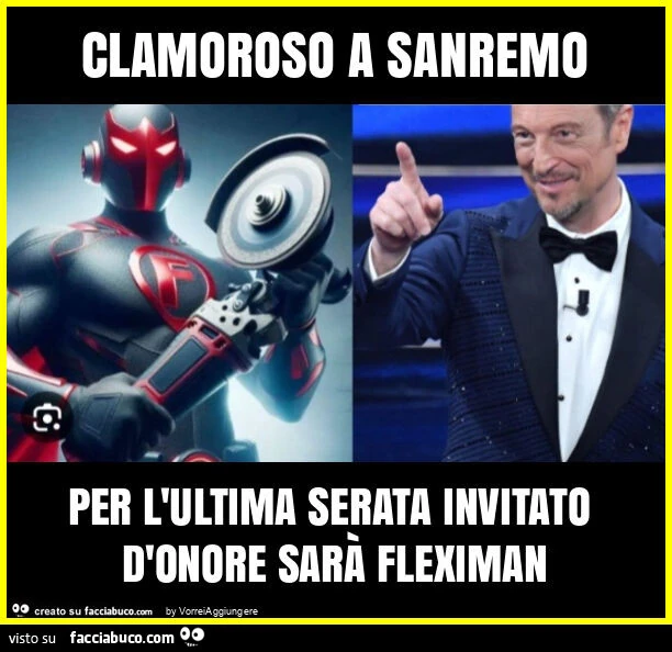 Clamoroso a sanremo per l'ultima serata invitato d'onore sarà fleximan