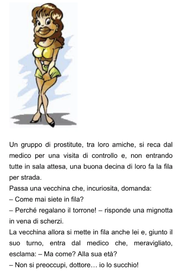 Un gruppo di prostitute, tra loro amiche, si reca dal medico per una visita di controllo e, non entrando tutte in sala attesa, una buona decina di loro fa la fila per strada