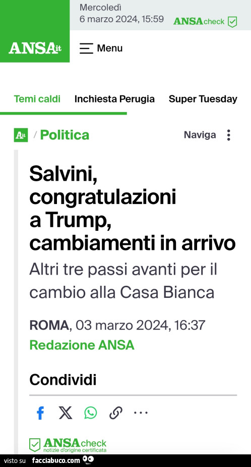 Salvini congratulazioni a Trump, cambiamenti in arrivo