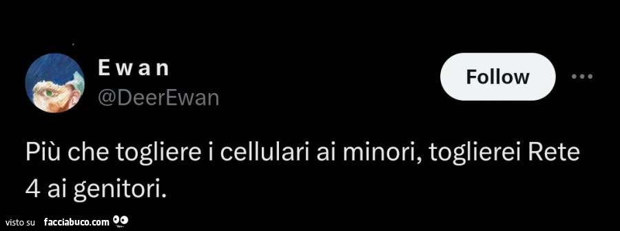 Più che togliere i cellulari ai minori, toglierei rete 4 ai genitori