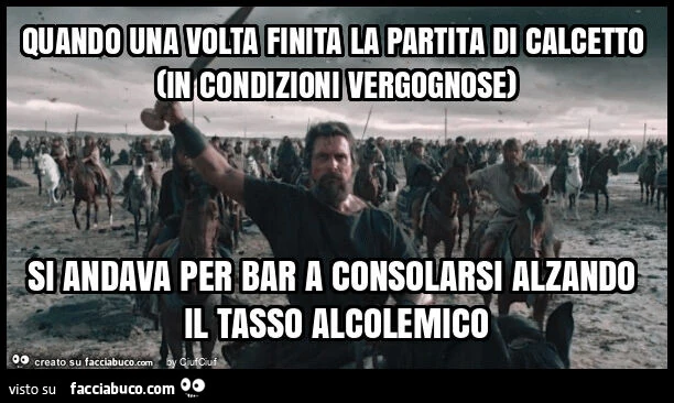 Quando una volta finita la partita di calcetto (in condizioni vergognose) si andava per bar a consolarsi alzando il tasso alcolemico