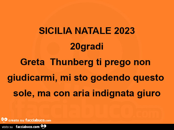 Sicilia natale 2023 20gradi greta thunberg ti prego non giudicarmi, mi sto godendo questo sole, ma con aria indignata giuro