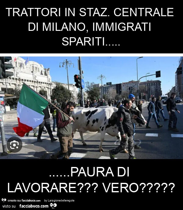 Trattori in staz. Centrale di milano, immigrati spariti… paura di lavorare? Vero?