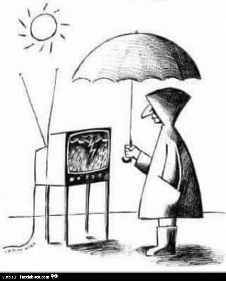 La tv mostra il temporale