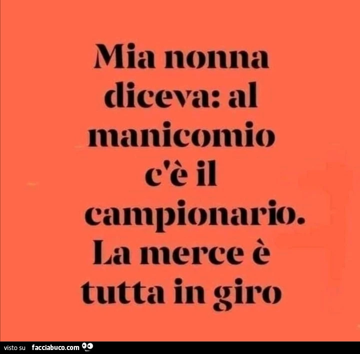 Mia nonna diceva: al manicomio c'è il campionario. La merce è tutta in giro
