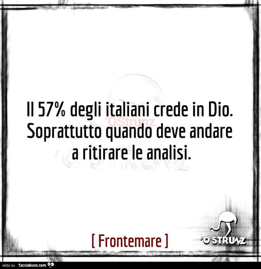 Il 57% degli italiani crede in dio. Soprattutto quando deve andare a ritirare le analisi