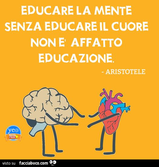 Educare la mente senza educare il cuore non è affatto educazione. Aristotele