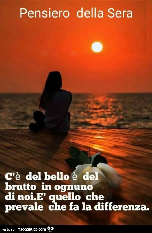 Pensiero della sera. C'è del bello e de brutto in ognuno di noi. È Quello che prevale che fa la differenza