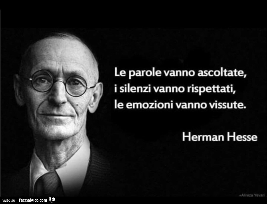 Le parole vanno ascoltate, i silenzi vanno rispettati, le emozioni vanno vissute. Herman Hesse