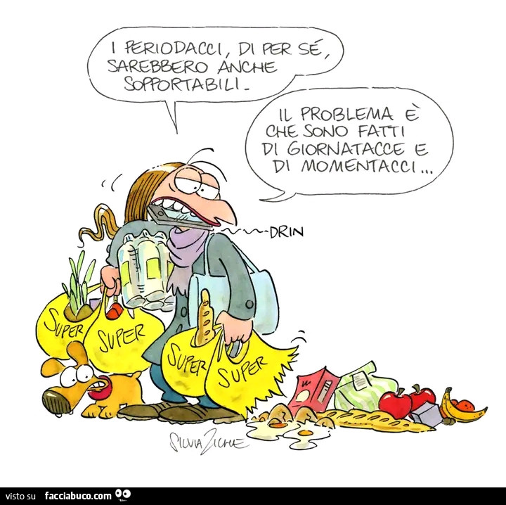 I periodacci di per se sarebbero anche sopportabili. Il problema è che sono fatti di giornatacce di momentacci