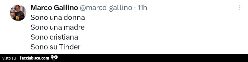 Sono una donna sono una madre sono cristiana sono su tinder