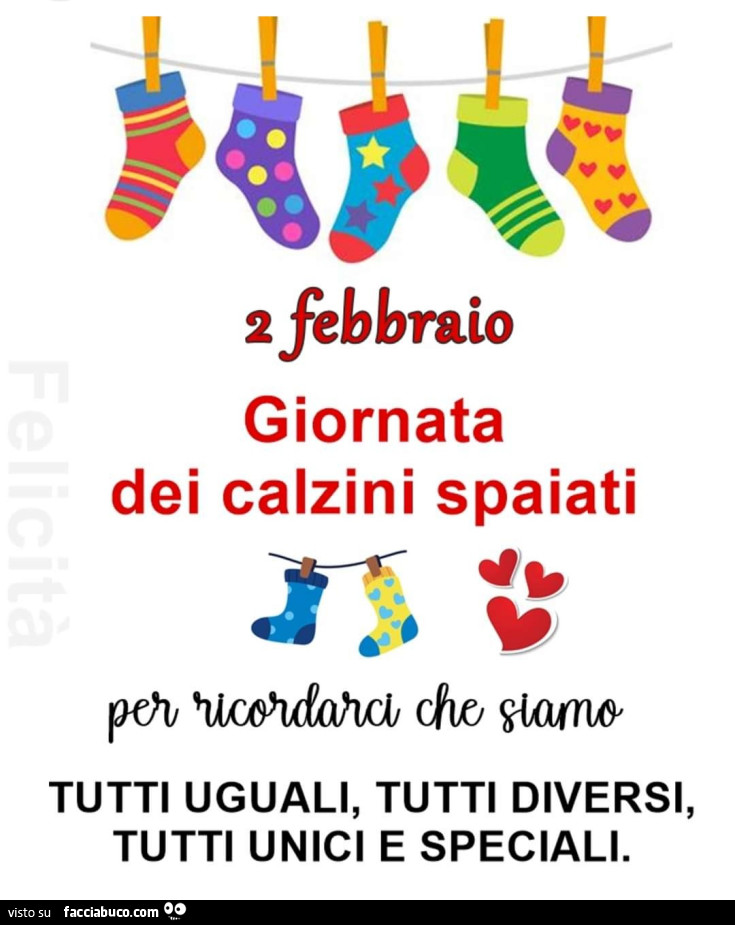 Giornata dei calzini spaiati per ricordare che siamo tutti uguali, tutti diversi, tutti unici e speciali