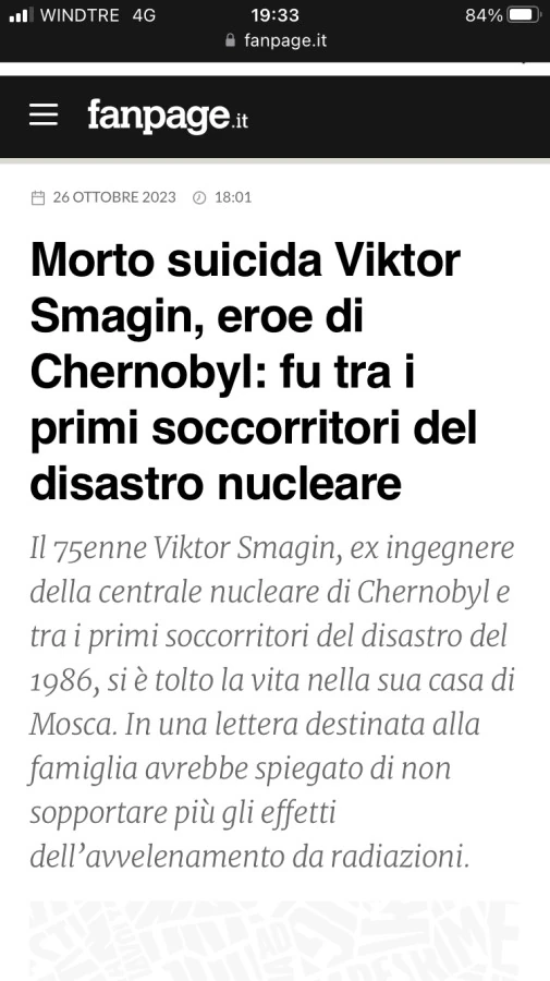 Morto suicida viktor smagin, eroe di chernobyl: fu tra i primi soccorritori del disastro nucleare