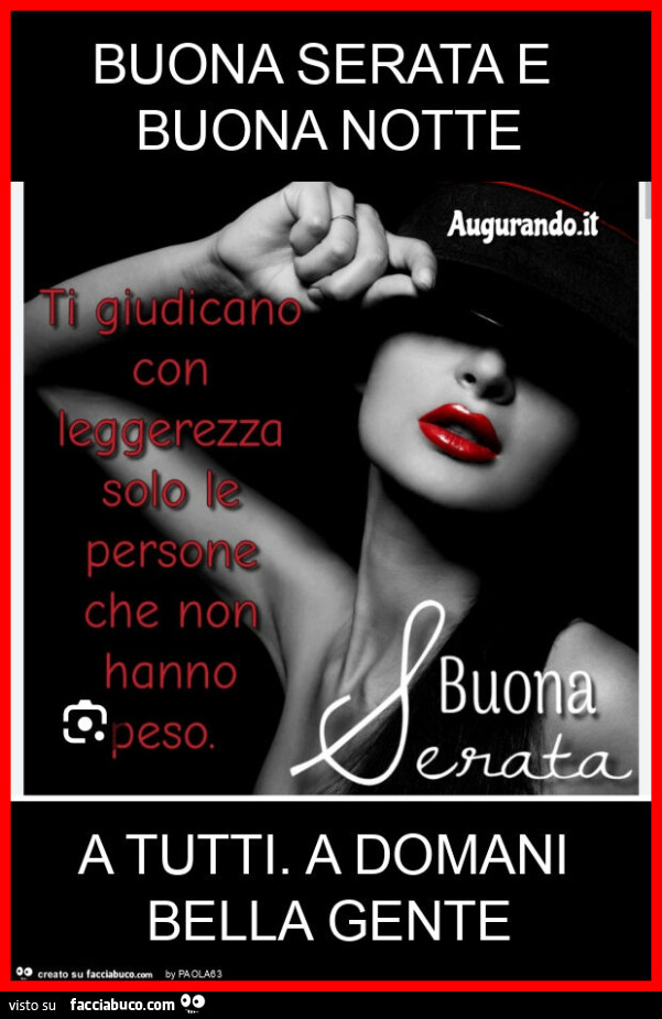 Buona serata e buona notte a tutti. A domani bella gente