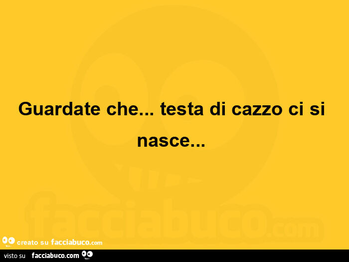 Guardate che… testa di cazzo ci si nasce…