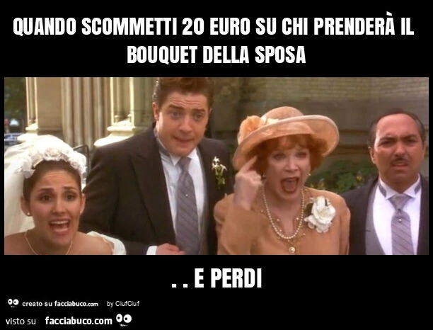 Quando scommetti 20 euro su chi prenderà il bouquet della sposa. E perdi