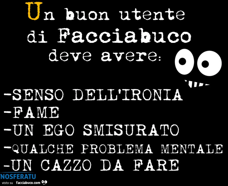 Un buon utente di Facciabuco deve avere
