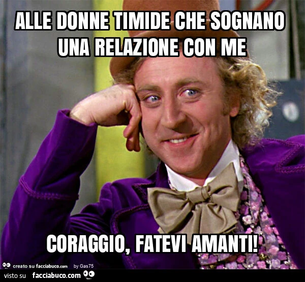 Alle donne timide che sognano una relazione con me coraggio, fatevi amanti