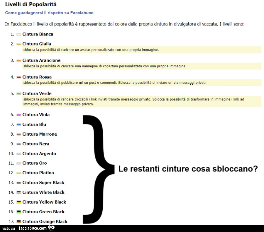 Livelli di popolaritร : le restanti cinture cosa sbloccano?