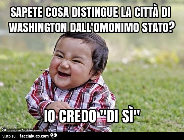 Sapete cosa distingue la città di washington dall'omonimo stato? Io credo  … 