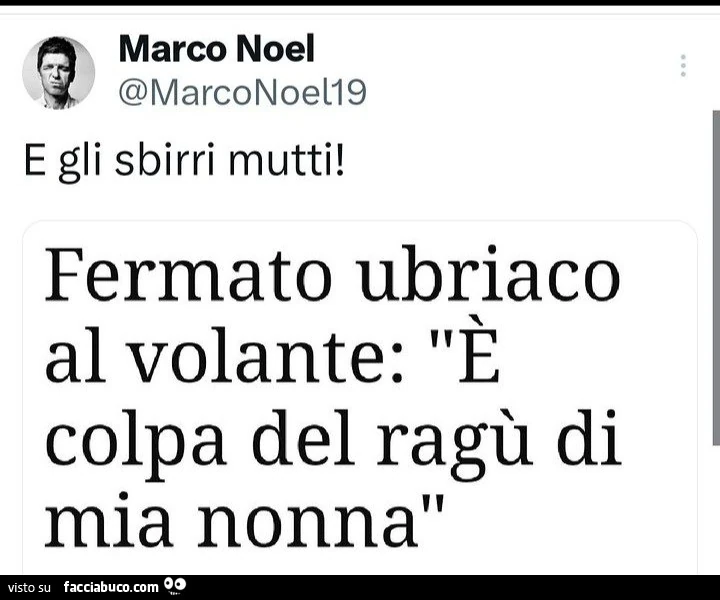 E gli sbirri mutti! Fermato ubriaco al volante: รจ colpa del ragรน di mia nonna