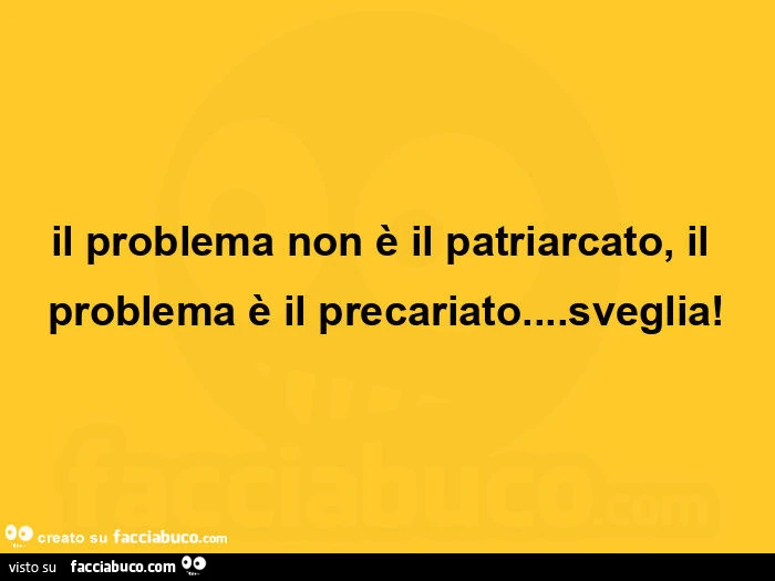 Il problema non è il patriarcato, il problema è il precariato&hellip; sveglia