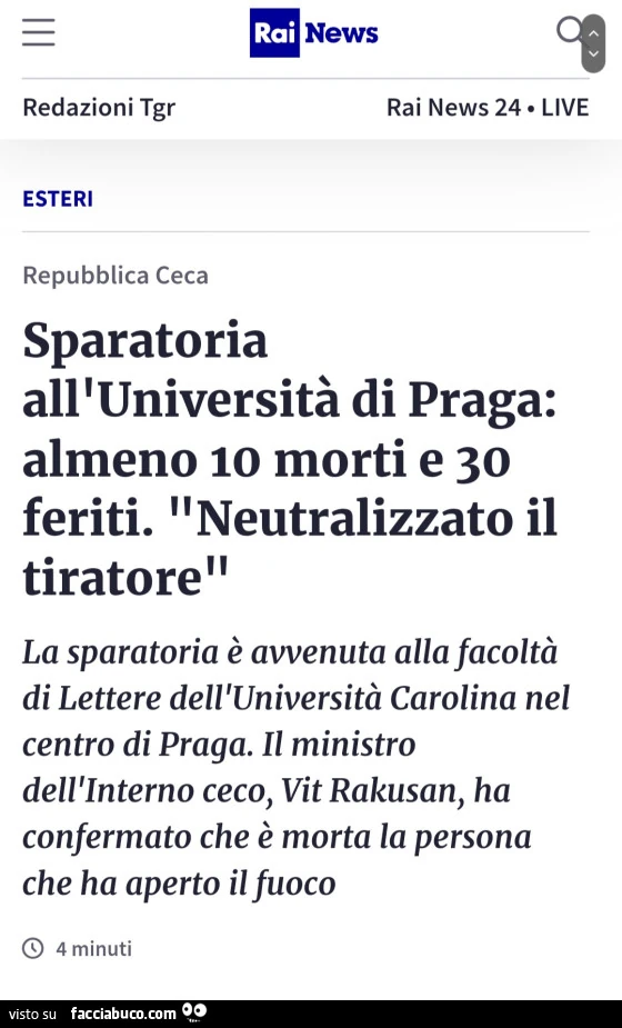 Sparatoria all'università di praga: almeno 10 morti e 30 feriti. Neutralizzato il tiratore