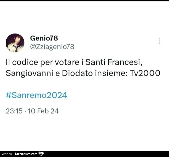 Il codice per votare i santi francesi, sangiovanni e diodato insieme: tv2000